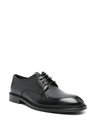 Corneliani Leather Derby Shoes In Black