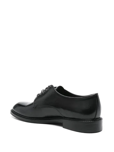 Corneliani Leather Derby Shoes In Black