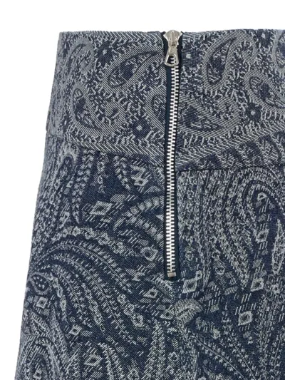 Etro Paisley-print Zip-fastening Skirt In Blue