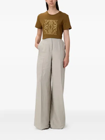 Max Mara Embroidered-motif T-shirt In Brown