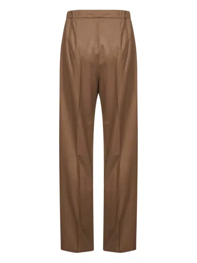 Max Mara Tobacco Stretch Cashmere Gatti Drawstring Trousers In Brown