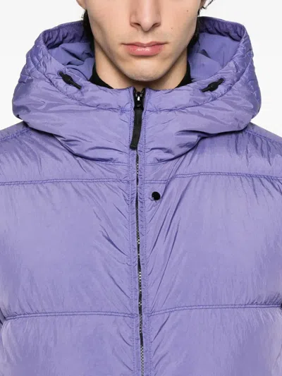 Stone Island Hooded Down Jacket With Wind Resistance In Purple