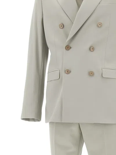 Manuel Ritz Double-breasted Suit In Gray