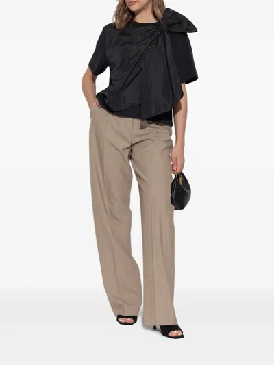 Max Mara Colle Bow-detail Cotton Jersey T-shirt In Black