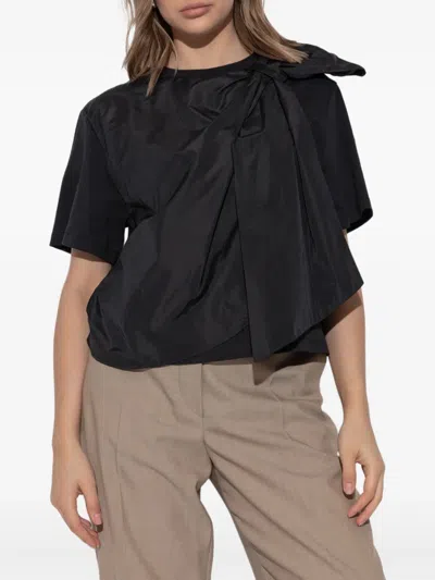 Max Mara Colle Bow-detail Cotton Jersey T-shirt In Black