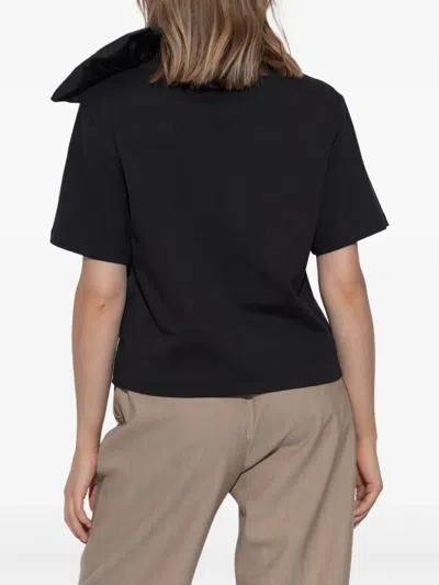 Max Mara Colle Bow-detail Cotton Jersey T-shirt In Black