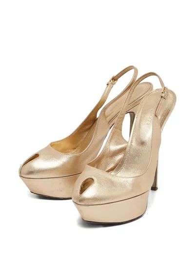 Pre-owned Sergio Rossi Vintage 2023 140mm Platform Sandals In Gold