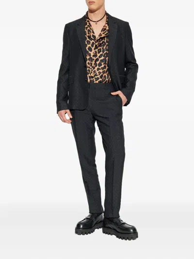 Alexander Mcqueen Skull-print Two-button Blazer In Black