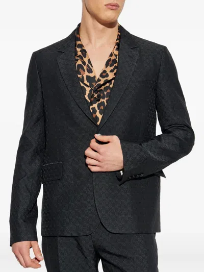Alexander Mcqueen Skull-print Two-button Blazer In Black