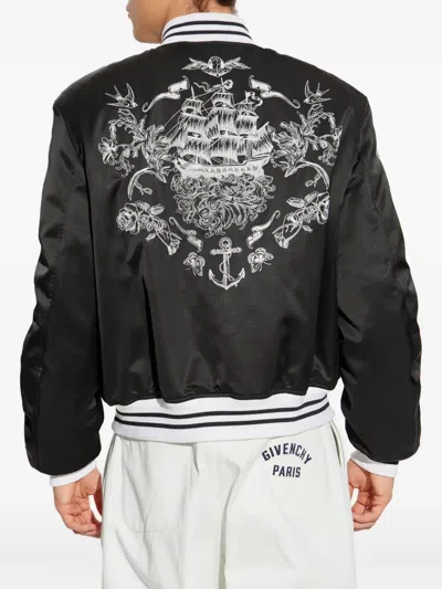 Alexander Mcqueen Rose-embroidery Satin Bomber Jacket In Gray