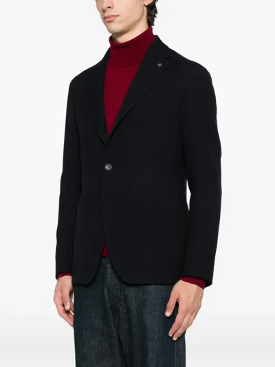 Tagliatore Three-button Wool Blazer In Black