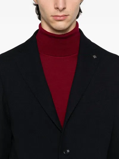 Tagliatore Three-button Wool Blazer In Black