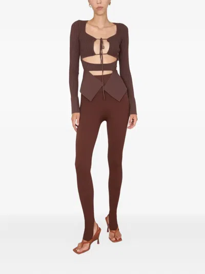 Andreädamo Andreādamo Ribbed Tops In Brown