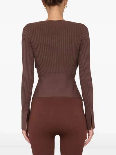 Andreädamo Andreādamo Ribbed Tops In Brown