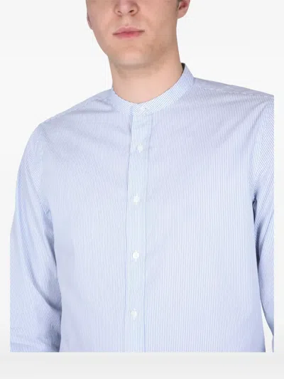 Aspesi Striped Mandarin Collar Shirt With Long Sleeves In Pattern