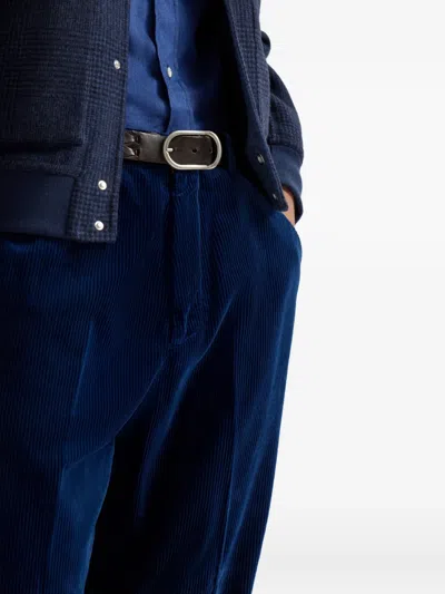 Brunello Cucinelli Corduroy Leisure Fit Trousers In Blue