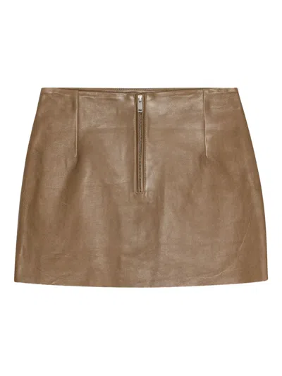 Remain Birger Christensen Leather Zip-front Mini Skirt