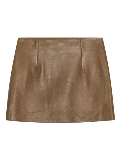 Remain Birger Christensen Leather Zip-front Mini Skirt