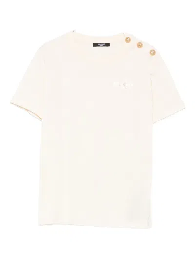 Balmain Button-embellished Cotton T-shirt In Pink