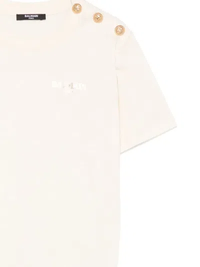 Balmain Button-embellished Cotton T-shirt In Pink