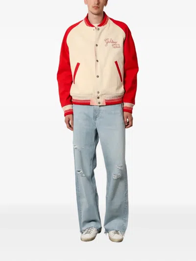 Golden Goose Embroidered Bomber Jacket In Red