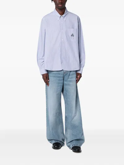 Brain Dead X Brooks Brothers Striped Long-sleeved Shirt In Blue