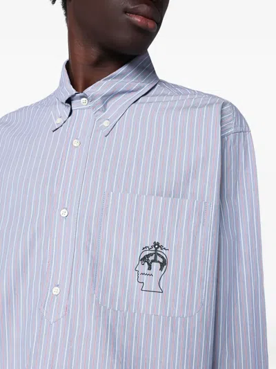 Brain Dead X Brooks Brothers Striped Long-sleeved Shirt In Blue