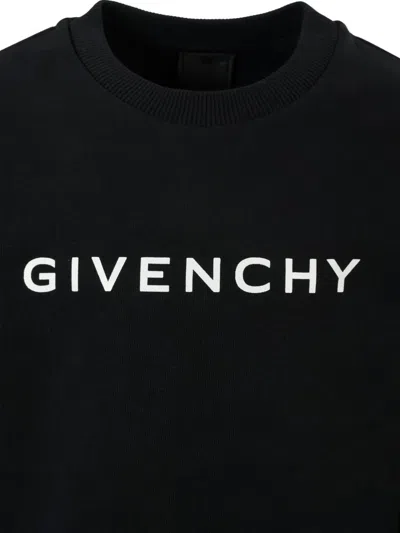 Givenchy Black Logo Print Cotton Sweatshirt In Black