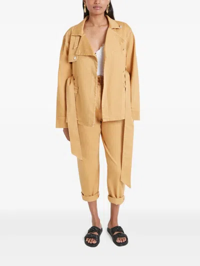 Temperley London Belted Wrap Denim Jacket In Gold