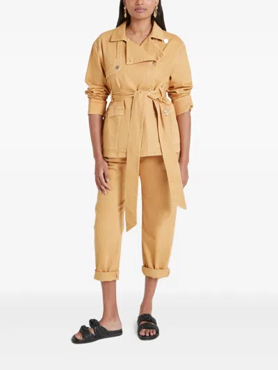 Temperley London Belted Wrap Denim Jacket In Gold