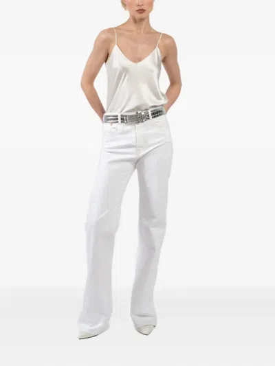 Brandon Maxwell Crocodile-effect Buckle Belt In Silver