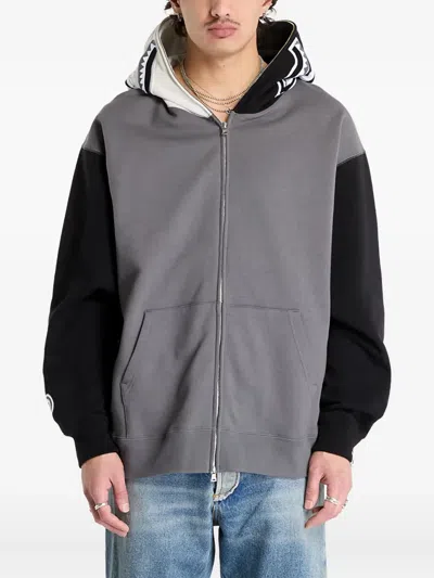 A Bathing Ape Shark-pattern Zip-up Hoodie In Gray