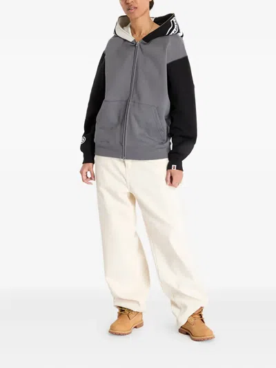 A Bathing Ape Shark-pattern Zip-up Hoodie In Gray
