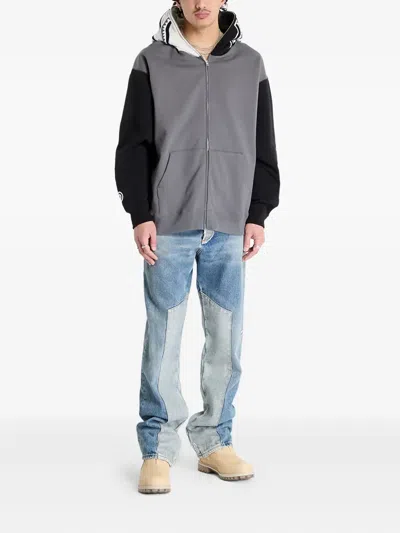 A Bathing Ape Shark-pattern Zip-up Hoodie In Gray