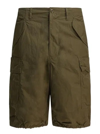 Beams Khaki Drawstring Shorts In Green