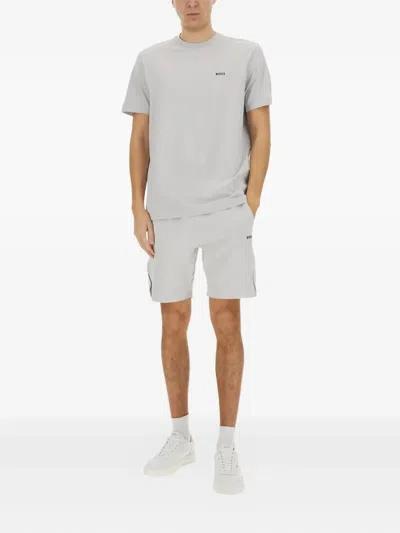 Hugo Boss Boss Technical Fabric Bermuda Shorts In Gray