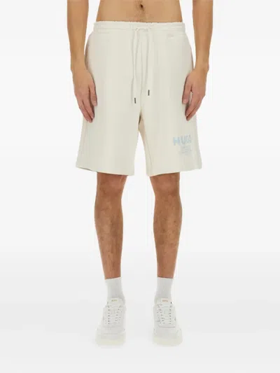 Hugo Boss Elastic Waistband Shorts With Back And Side Pockets In Gray