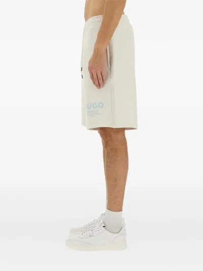 Hugo Boss Elastic Waistband Shorts With Back And Side Pockets In Gray