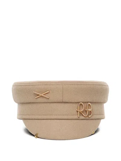 Ruslan Baginskiy Gold-embellished Wool Hat In Brown