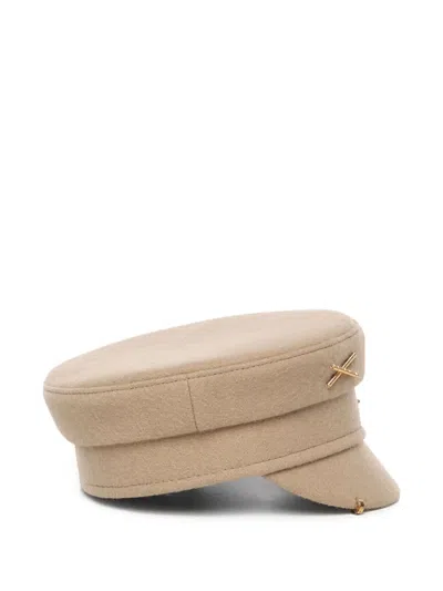 Ruslan Baginskiy Gold-embellished Wool Hat In Brown