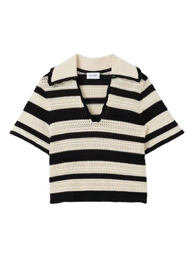 St John Pointelle Stripe Sweater In Multi