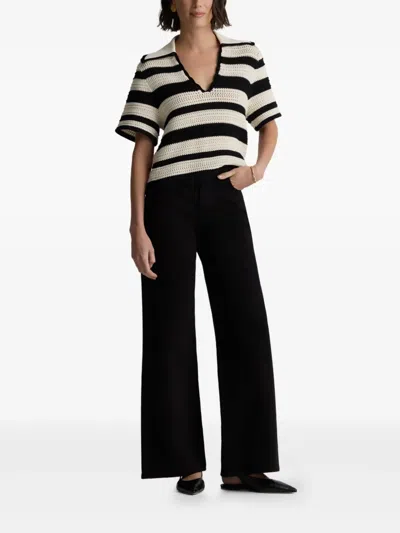 St John Pointelle Stripe Sweater In Multi