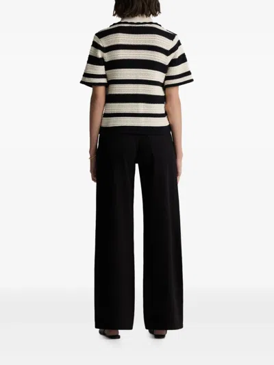 St John Pointelle Stripe Sweater In Multi