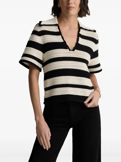 St John Pointelle Stripe Sweater In Multi