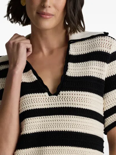 St John Pointelle Stripe Sweater In Multi