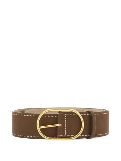 Gianni Chiarini Oval-buckle Suede Belt In Brown