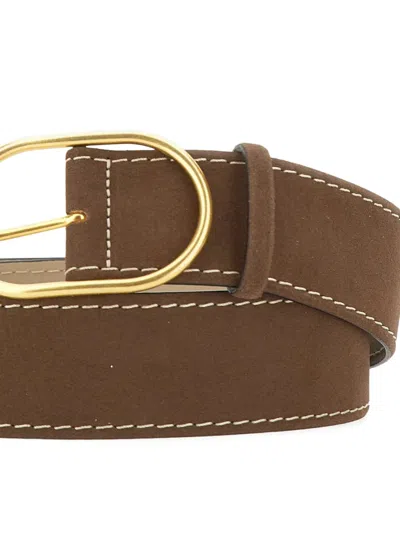 Gianni Chiarini Oval-buckle Suede Belt In Brown