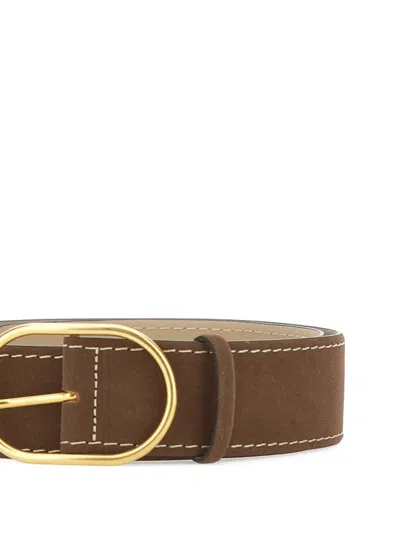 Gianni Chiarini Oval-buckle Suede Belt In Brown