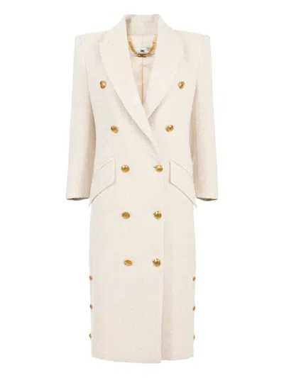Elisabetta Franchi Double-breasted Coat In White