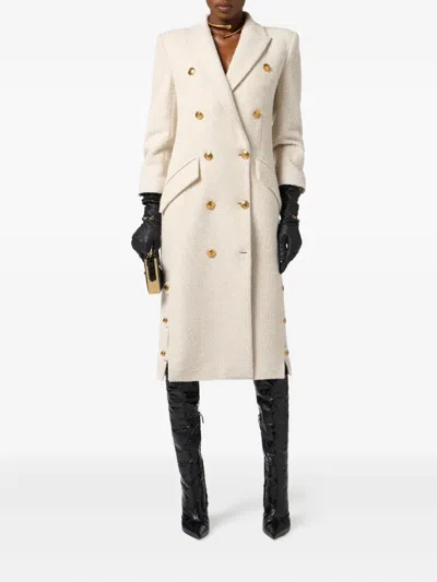Elisabetta Franchi Double-breasted Coat In White